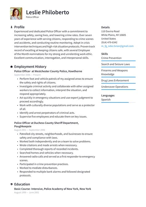 Police Officer Resume Examples And Templates 2024 ·