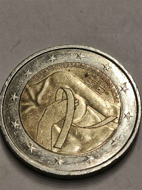 Seltene 2 Euro Münze 25 E Anniversaire Du Ruban Rose 1992 2017 In