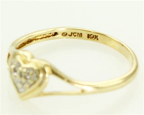 Tiny Diamond 10k Gold Heart Ring Dainty 1980s Vintage Yellow Gold