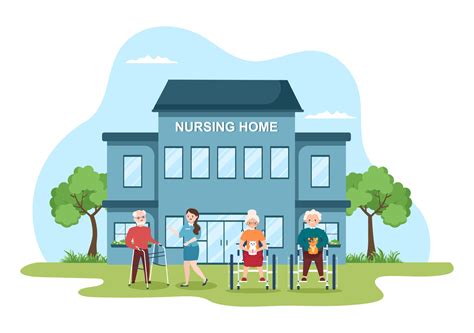 Elderly Care Services Hand Drawn Cartoon Flat Illustration With