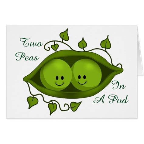 Cute Two Peas In A Pod Personalizable Card