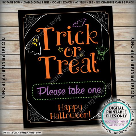 Trick Or Treat Sign Please Take One Help Yourself To Candy Sign