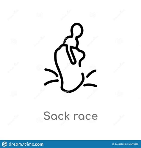 Outline Sack Race Vector Icon Isolated Black Simple Line Element