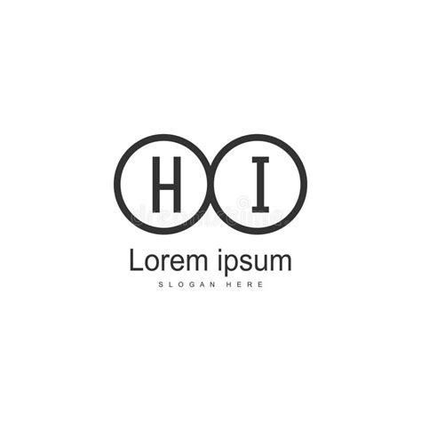 Initial Hi Logo Template With Modern Frame Minimalist Hi Letter Logo