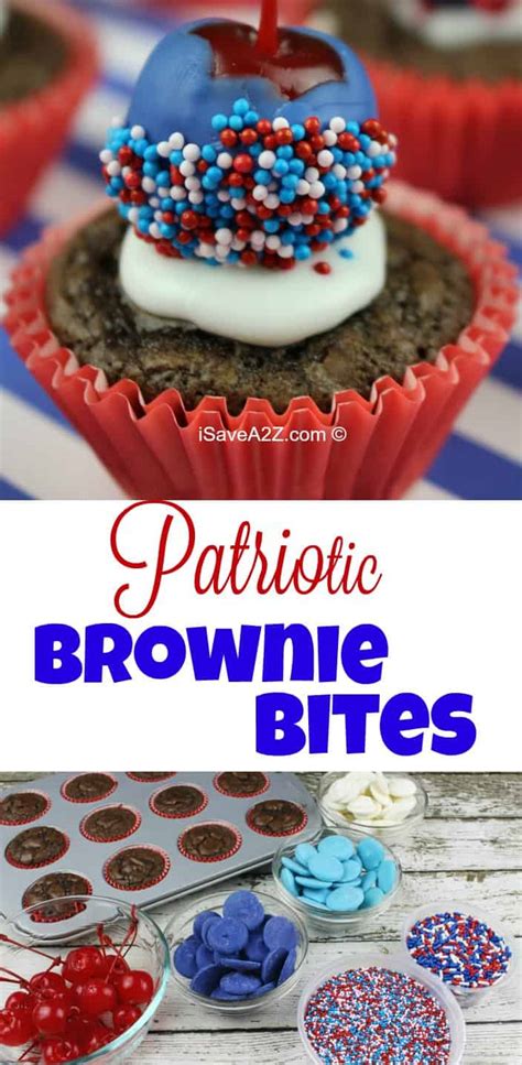 More of the treats i made for my sister's housewarming party. Red, White, and Blue Brownie Bites - iSaveA2Z.com