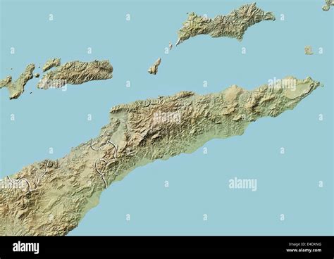 East Timor Relief Map With Border Stock Photo Alamy