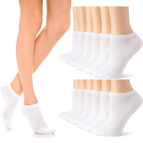 Pairs Womens Ankle Socks Low Cut Fit Crew Size Sports White