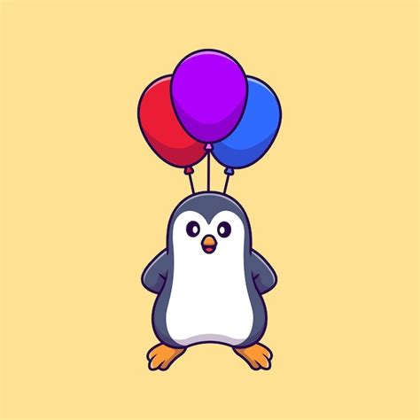 Premium Vector Cute Penguin Holding Balloons Cartoon Vector Icons