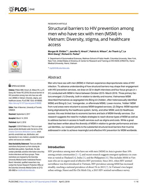 Pdf Structural Barriers To Hiv Prevention Among Men Who Have Sex With Men Msm In Vietnam