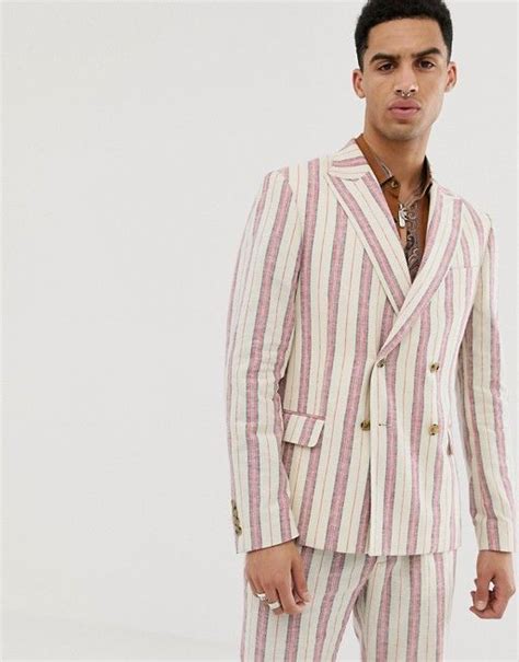 Good quality linen suits are the best option for men who want to maintain their elegance during hot summer days. ASOS DESIGN skinny double breasted suit jacket in cream ...