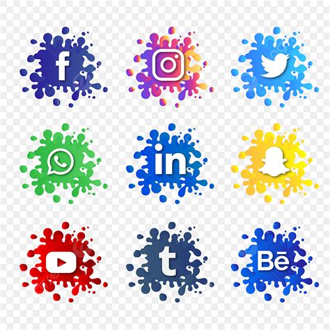 Social Media Button Vector Design Images Social Media Splash Colorful