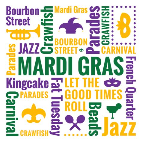 Mardi Gras Badge Quote Composition Transparent Png And Svg Vector File