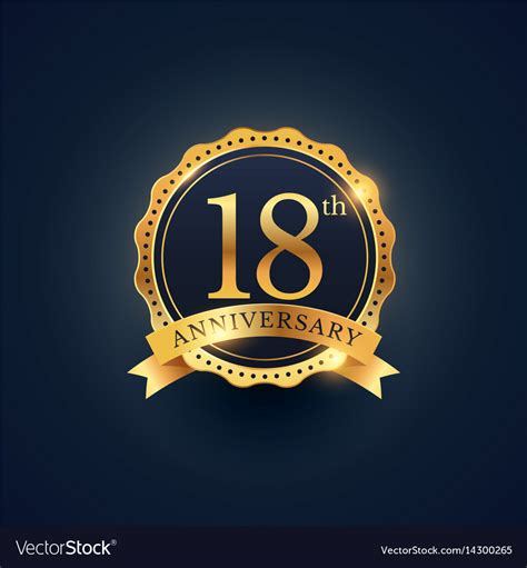 18th Anniversary Celebration Badge Label In Vector Image
