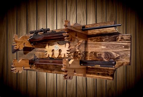 2 place knotty pine gun rack wall mount moose holders and decor shotgun rifle muzzle loader
