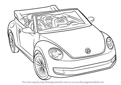 How To Draw Volkswagen Beetle Convertible Sports Cars Step By Step