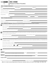 If you disagree with our decision, you can request a redetermination hearing. Form NC-5500 Download Printable PDF or Fill Online Request to Waive Penalties North Carolina ...