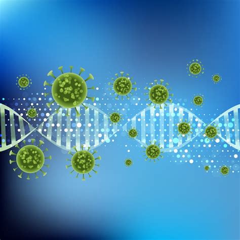Premium Vector Medical Background With Abstract Virus Cells On Dna Strand