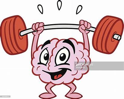 Brain Cartoon Lifting Weights Weightlifting Vector Illustrations