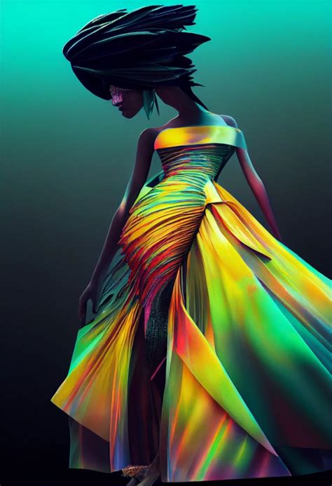 A Haute Couture Fashion Gown Tropical Cyberpunk Midjourney Openart