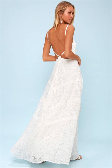 Stunning White Lace Dress Backless Lace Maxi Dress Lulus