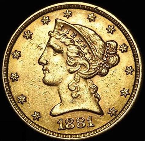 1881 5 Five Dollars Liberty Head Half Eagle Gold Coin Pristine Auction