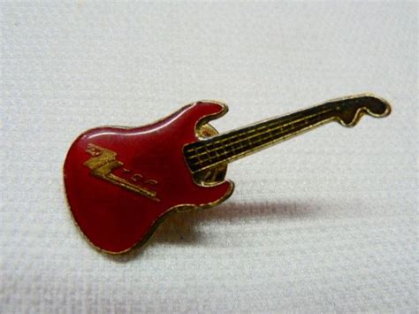 Vintage Early 80s Zz Top Red Enamel Guitar Pin Button Etsy Pin