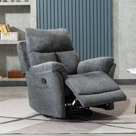 1 Seat Swivel Rocker Fabric Recliner Smoke Grey