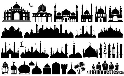 Mosque Silhouette Vector Free Download With Png Seni Islami Mesjid