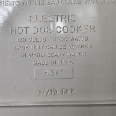 Vintage Presto Hot Dogger Automatic Hot Dog Cooker Brand With