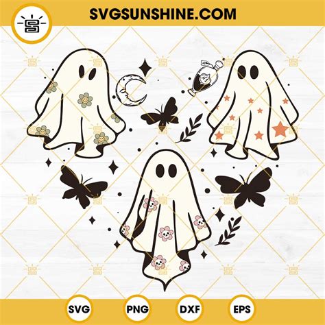 Ghost Heart Svg Cute Ghost Halloween Svg Png Dxf Eps Digital File