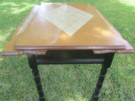 These two pictures are of the original table from the room box. Antique Enamel Top Table, Extendable Enamel Table, Wood ...