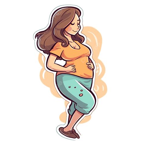 Ilustración Vectorial De Una Mujer Embarazada De Dibujos Animados Con
