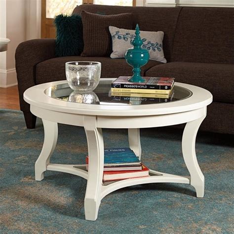 American Drew Lynn Haven Round Glass Coffee Table In White 416 913
