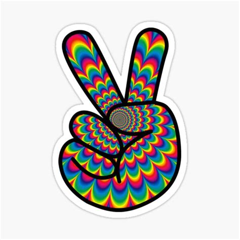 Psychedelic Peace Sign Sticker For Sale By Sagalaga Redbubble