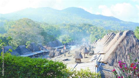 Bena A Traditional Village With Grass Huts Of The Ngada People In Flores Near Bajawa Indonesia