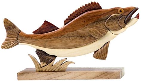 Walleye Fish Intarsia Wood Table Top Home Decor Lodge Fishing New