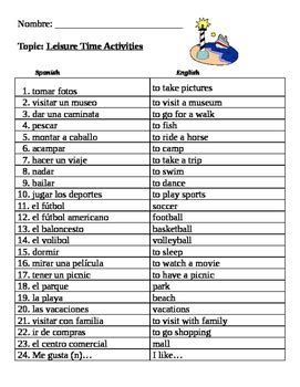 Free Time Activities In Spanish Lostonfoot