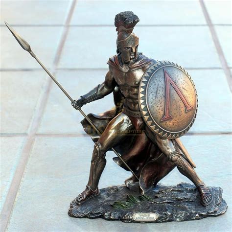 Life Size Casting Sparta Hero Greek Warrior Statue With Spear And Shield