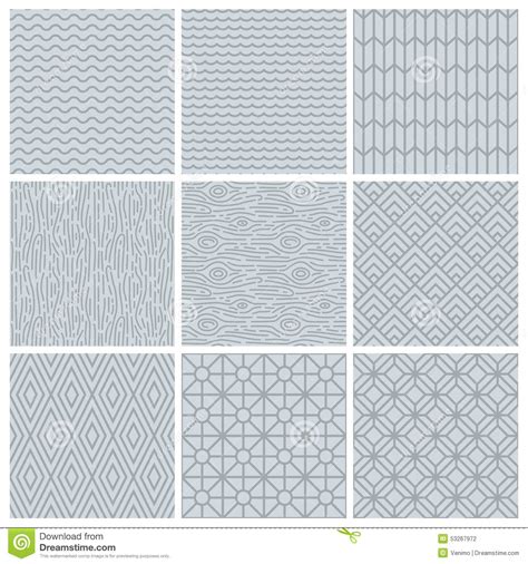 Vector Set Of Simple Mono Line Patterns Stock Illustration