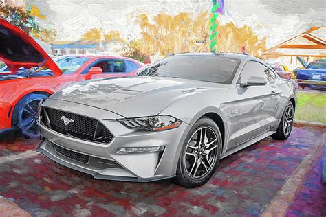 2019 Silver Ford Mustang Gt 50 X154 Print By Rich Franco In 2021
