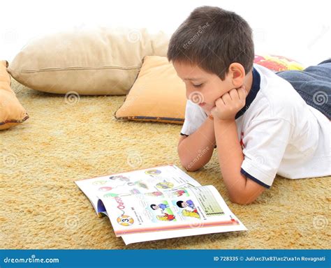 Boy Reading A Book On The Floor Stock Image Image Of Book Remember