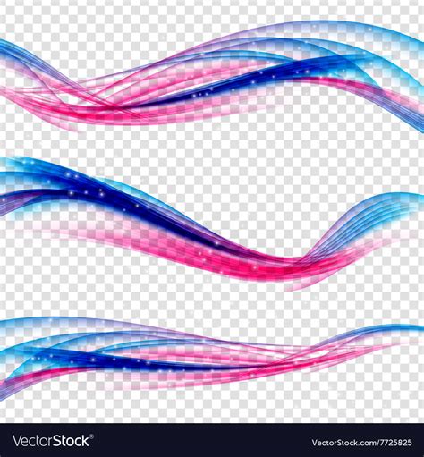 Abstract Blue And Pink Wave Set On Transparent Vector Image