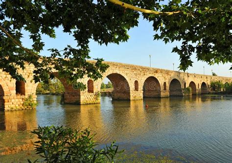The Roman Bridge Over The Guadiana River Merida Extremadura Spain