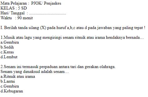 We did not find results for: SOAL UKK UAS PJOK PENJASKES KELAS 5 SD SEMESTER 1 ...