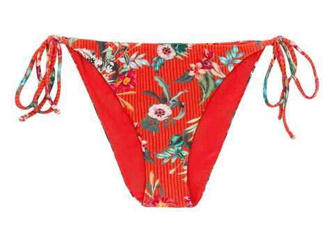 Red Floral Side Tie Bikini Bottom Bottom Wildflowers Ibiza Comfy