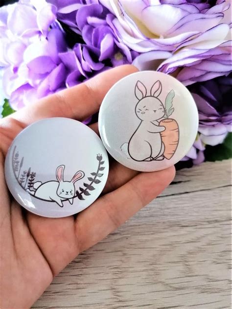 Kawaii Bunny Button Pin Kawaii Rabbit Bunny Pin Kawaii Etsy In 2021
