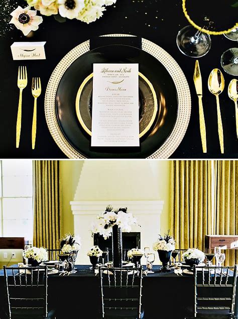 Timeless Black Feather And Gold Wedding Inspiration Décoration Soirée