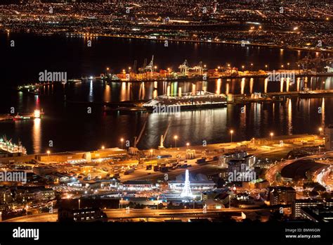 Cape Town Harbor And Cruise Ship At Night South Africa Stock Photo Alamy