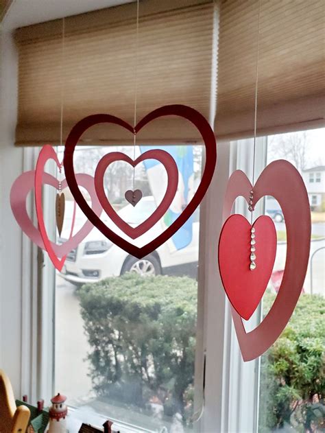 Hanging Hearts Valentines Day Large Indoor Decorations With Rhinestone