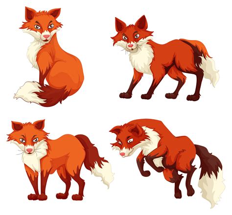 Four Foxes With Red Fur 434422 Vector Art At Vecteezy